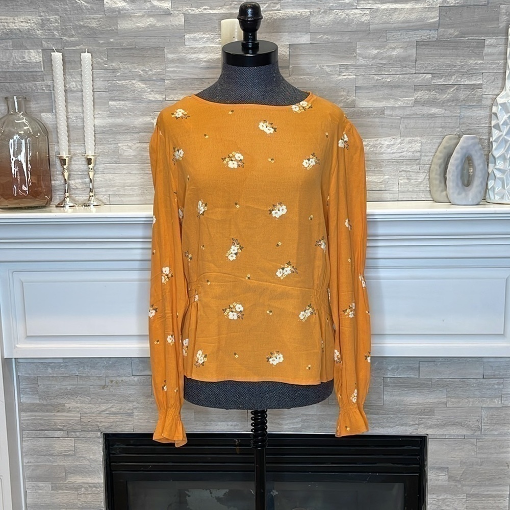 Elodie Yellow Floral Blouse Size Large